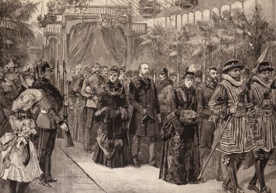 The Prince and Princess of Wales at Manchester: Procession in the Exhibition Building by English School